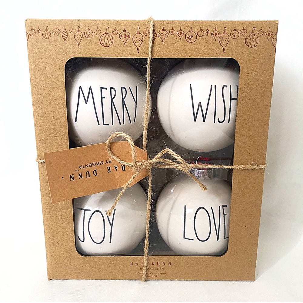 Rae Dunn 2019 Christmas ornaments set of four